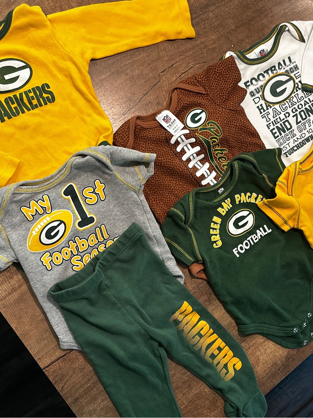 Green Bay Packers Baby Bundle NFL Team Apparel 6–9M/6–12M +FREE Bib & Burp Cloth